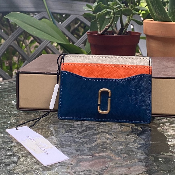 Marc Jacobs Handbags - Marc Jacobs Navy Blue & Orange Cardholder Wallet